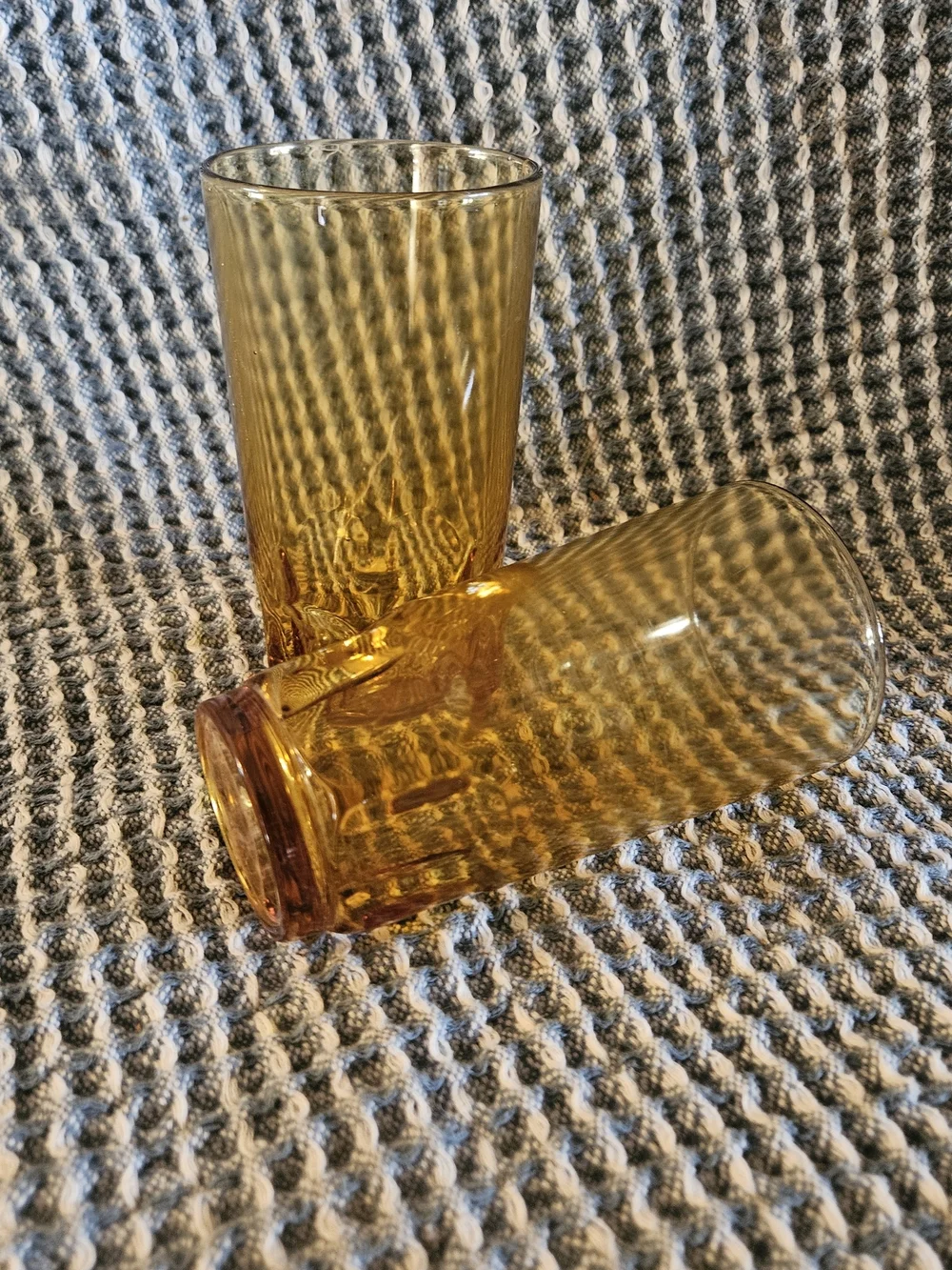 Amber Textured Glass Tumbler Set - 2 Pieces